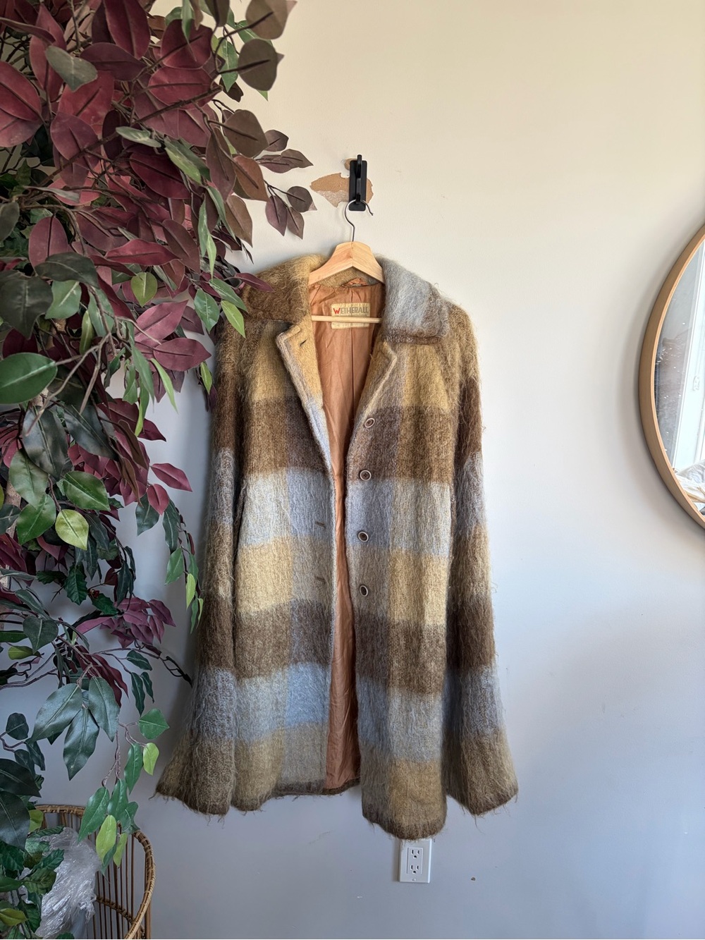 Made in Great Britain Women's Striped Mohair-Blend Coat in Brown & Gray